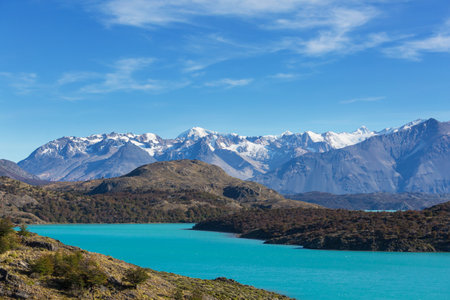 Fantastic mountain landscapes in Perito Moreno National Park in Argentina, South America.の写真素材