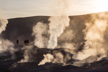 Geyser Sol de Manana, Bolivia. Beautiful unusual natural landscapes in South America.の写真素材