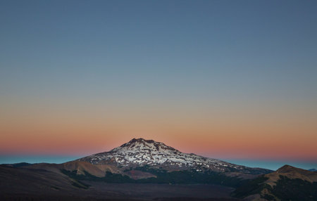 Volcanoes landscapes at sunset in the Chile, South Americaの写真素材