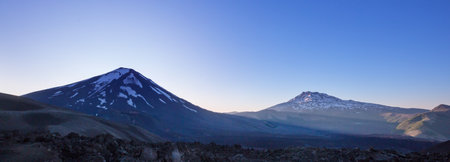 Volcanoes landscapes at sunset in the Chile, South Americaの写真素材