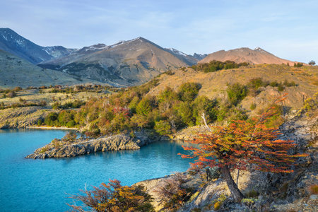 Fantastic mountain landscapes in Perito Moreno National Park in Argentina, South America.の写真素材