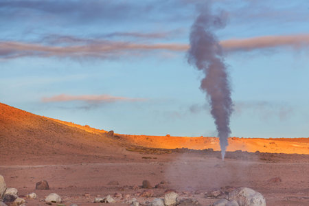 Geyser Sol de Manana, Bolivia. Beautiful unusual natural landscapes in South America.の写真素材