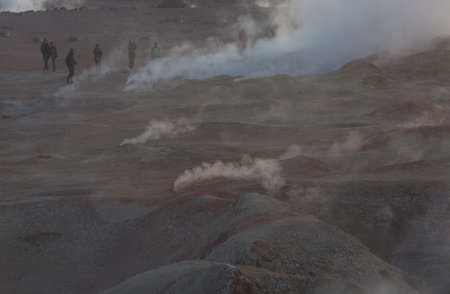 Geyser Sol de Manana, Bolivia. Beautiful unusual natural landscapes in South America.の写真素材