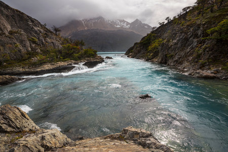 Beautiful mountain landscapes in Patagonia. Mountains lake in Argentina, South America.の写真素材
