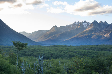 Beautiful mountains landscape near Ushuaia in Tierra del Fuego, Argentina.の写真素材