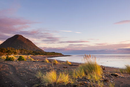 Ocean coast in South Chile along Carretera Austral, South Americaの写真素材