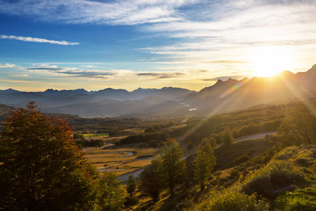 Beautiful mountain landscapes along Carretera Austral, Patagonia, South Chileの写真素材