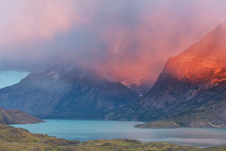 Hiker in Torres Del Paine National Park, Chile. World famous hiking region.の写真素材