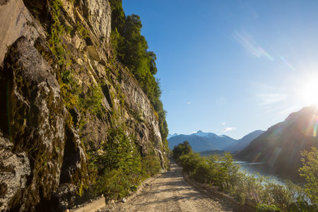 Beautiful mountain landscapes along Carretera Austral, Patagonia, South Chileの写真素材