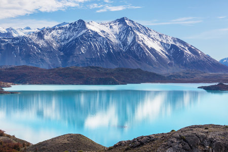 Fantastic mountain landscapes in Perito Moreno National Park in Argentina, South America.の写真素材