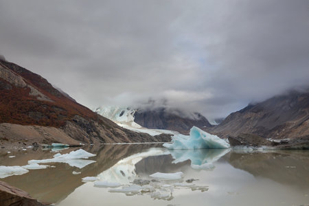 Lagune  Torre in Patagonia mountains, Argentina. Beautiful mountains landscapes in South America. Autumn season.の写真素材