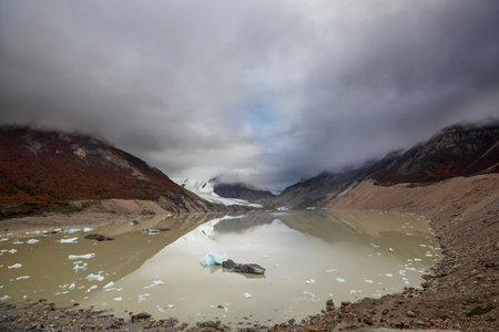 Lagune  Torre in Patagonia mountains, Argentina. Beautiful mountains landscapes in South America. Autumn season.の写真素材