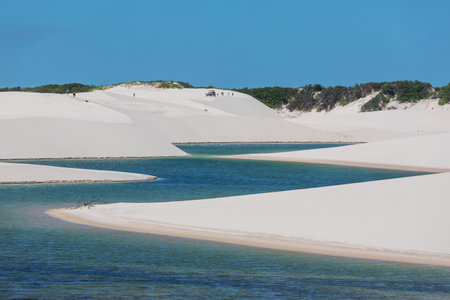 Lagoons in the desert of Lencois Maranhenses National Park, Brazil. Unusual natural landscapes.の写真素材