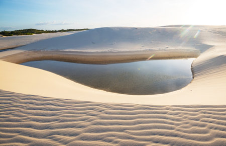Lagoons in the desert of Lencois Maranhenses National Park, Brazil. Unusual natural landscapes.の写真素材