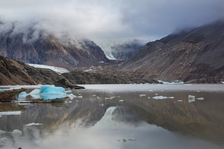 Lagune  Torre in Patagonia mountains, Argentina. Beautiful mountains landscapes in South America. Autumn season.の写真素材