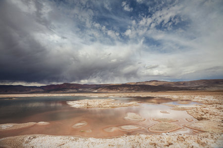 Fantastic Scenic landscapes of Northern Argentina. Beautiful inspiring natural landscapes. Laguna Verde in Salar Antofalla.の写真素材