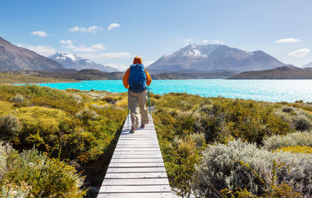 Hike in the Patagonian mountains, Argentinaの写真素材