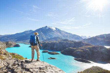 Hike in the Patagonian mountains, Argentinaの写真素材