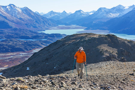 Hike in the Patagonian mountains, Argentinaの写真素材