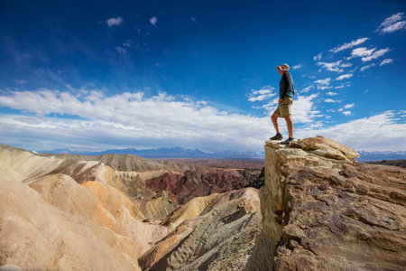 Tourist among fantastic Scenic landscapes of Northern Argentina. Beautiful inspiring natural landscapes.の写真素材