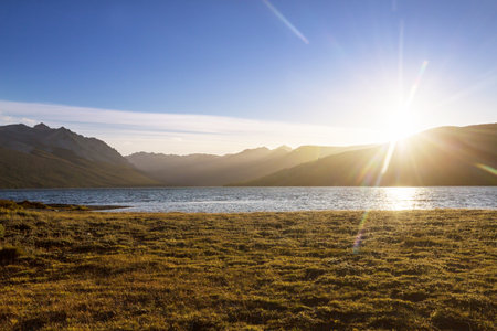 Beautiful mountain landscapes in Patagonia. Mountains lake in Argentina, South America.の写真素材