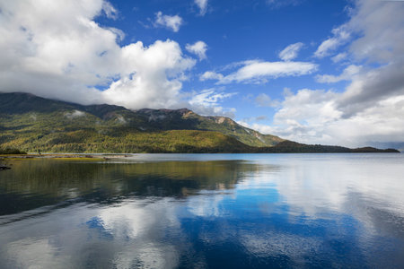 Beautiful mountain landscapes in Patagonia. Mountains lake in Argentina, South America.の写真素材