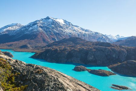 Fantastic mountain landscapes in Perito Moreno National Park in Argentina, South America.の写真素材