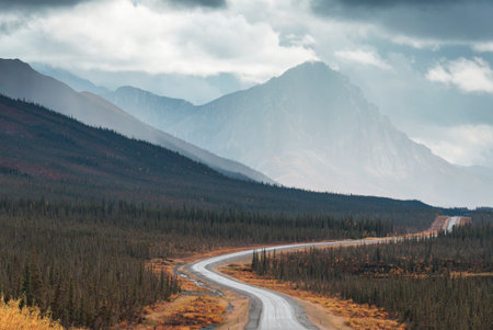 Highway in Alaska, United Statesの写真素材