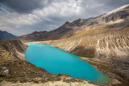 Beautiful mountains lake  in Cordillera Blanca,  Peru, South America