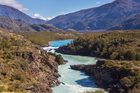 Beautiful mountain landscapes along Carretera Austral, Patagonia, South Chileの写真素材
