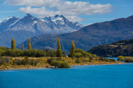 Beautiful mountain landscapes along Carretera Austral, Patagonia, South Chileの写真素材