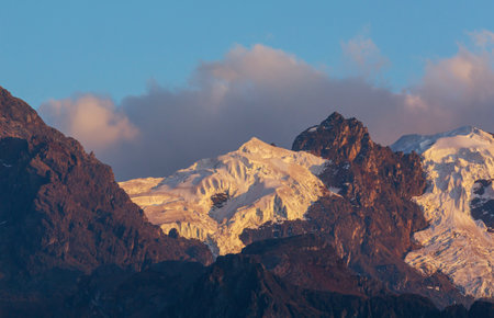 Beautiful mountains landscapes in Cordillera Blanca,  Peru, South Americaの写真素材