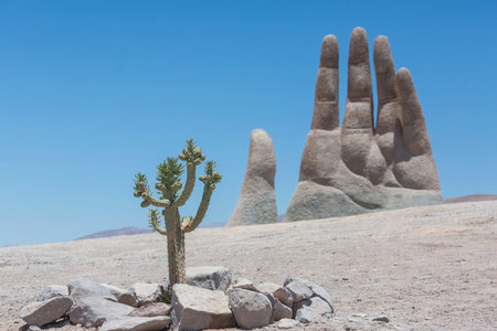 Famous hand in Atacama desert, Chile.の写真素材