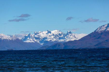 Beautiful lake in Patagonia mountains. Fantastic natural landscapes in Argentina< south Americaの写真素材