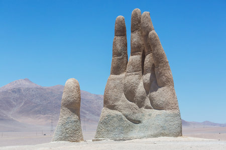 Famous hand in Atacama desert, Chile.の写真素材