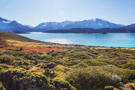 Beautiful lake in Patagonia mountains. Fantastic natural landscapes in Argentina< south Americaの写真素材