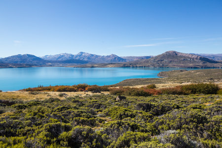 Beautiful lake in Patagonia mountains. Fantastic natural landscapes in Argentina< south Americaの写真素材