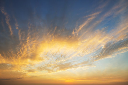 Unusual storm clouds at sunset.  Suitable for background.の写真素材