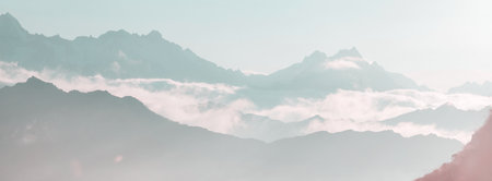 mountain silhouette at sunrise in Peru, South Americaの写真素材
