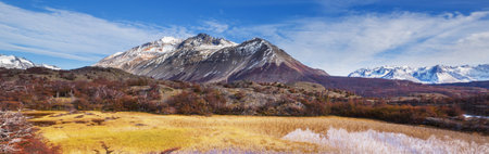 Perito Moreno National Park in Argentina, South America. Beautiful colorful autumn season.の写真素材