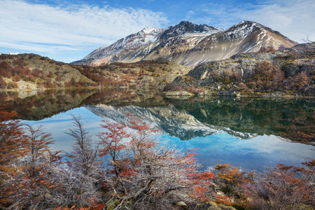 Fantastic mountain landscapes in Perito Moreno National Park in Argentina, South America.の写真素材