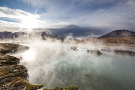 Natural Hot Spring in  Atacama desert, Chile, South America.の写真素材