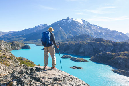Hike in the Patagonian mountains, Argentinaの写真素材