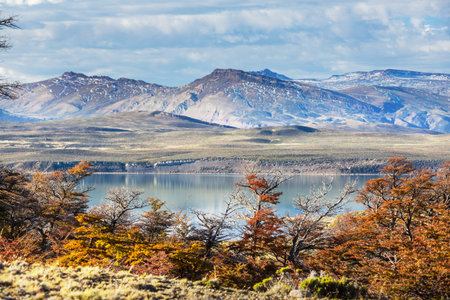 Beautiful lake in Patagonia mountains. Fantastic natural landscapes in Argentina< south Americaの写真素材