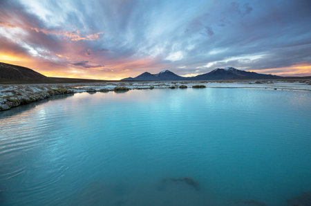 Natural Hot Spring in  Atacama desert, Chile, South America.の写真素材