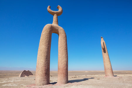 Presencias Tutelares desert sculptures, Arica, Chile, South Americaの写真素材