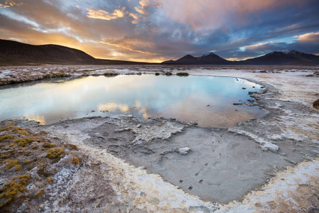 Natural Hot Spring in  Atacama desert, Chile, South America.の写真素材