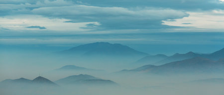 mountain silhouette at sunrise in Peru, South America