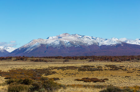 Autumn season in Patagonia mountains, South America, Argentinaの写真素材