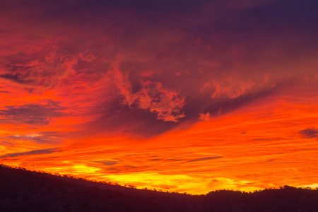Unusual storm clouds at sunset.  Suitable for background.の写真素材